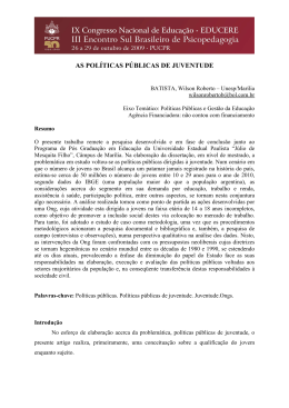 AS POL&Iacute;TICAS P&Uacute;BLICAS DE JUVENTUDE