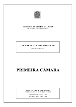 PRIMEIRA C&Acirc;MARA - Tribunal de Contas da Uni&atilde;o