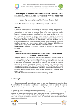 FORMA&Ccedil;&Atilde;O DE PROFESSORES E EDUCA&Ccedil;&Atilde;O A DIST&Acirc;NCIA