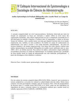 An&aacute;lise Epistemol&oacute;gica da Produ&ccedil;&atilde;o Bibliogr&aacute;fica sobre Assedio