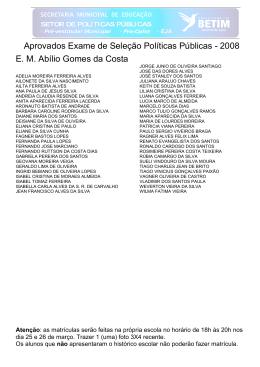 Aprovados Exame de Sele&ccedil;&atilde;o Pol&iacute;ticas P&uacute;blicas