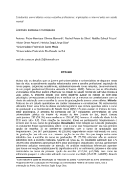 Estudantes universit&aacute;rios versus escolha profissional: implica&ccedil;&otilde;es e