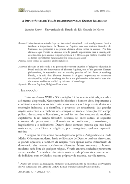A Import&acirc;ncia de Tom&aacute;s de Aquino para o Ensino