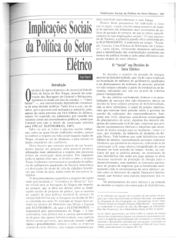 Implica&ccedil;&otilde;es sociais da pol&iacute;tica do setor el&eacute;trico