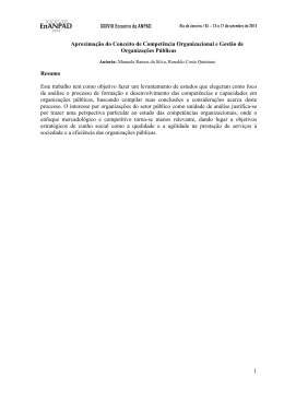 1 Aproxima&ccedil;&atilde;o do Conceito de Compet&ecirc;ncia Organizacional e