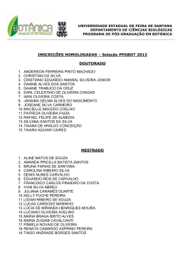 INSCRIÇÕES HOMOLOGADAS – Seleção PPGBOT 2013