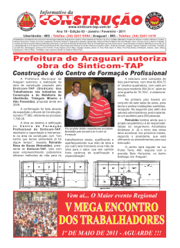 Informativo da Constru&ccedil;&atilde;o &ndash; Edi&ccedil;&atilde;o 63 &ndash; Janeiro - Sinticom-tap