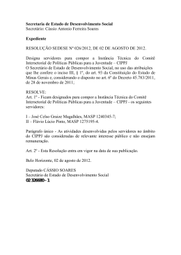 resolução sedese nº026/2012 - Secretaria de Estado de Trabalho e