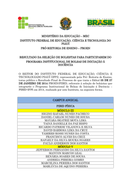 Resultado - Bolsistas - Instituto Federal de Educa&ccedil;&atilde;o, Ci&ecirc;ncia e