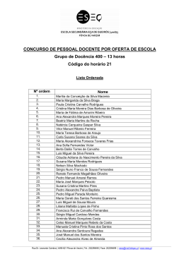 CONCURSO DE PESSOAL DOCENTE POR OFERTA DE ESCOLA