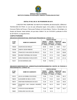 EDITAL N&ordm; 003, DE 24 DE FEVEREIRO DE 2011. O REITOR