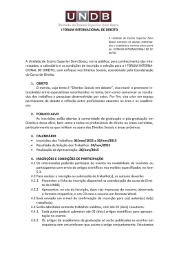 Edital para Apresenta&ccedil;&atilde;o de Trabalhos no I F&oacute;rum Internacional de
