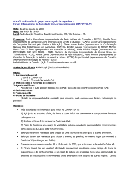 Ata n&deg;1 da Reuni&atilde;o do grupo encarregado de organizar o F&oacute;rum