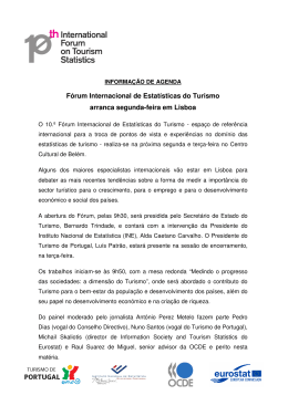 F&oacute;rum Internacional de Estat&iacute;sticas do Turismo arranca segunda