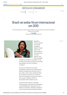 Brasil vai sediar fórum internacional em 2015
