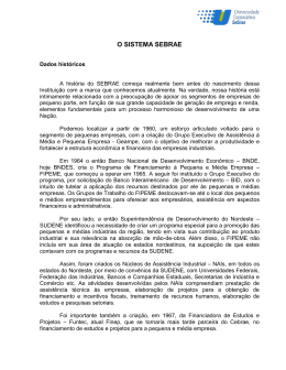 Hist&oacute;rico SEBRAE - Concep&ccedil;&atilde;o - Consultoria T&eacute;cnica Especializada