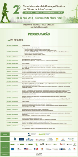 2&ordm; F&oacute;rum Internacional de Mudan&ccedil;as Clim&aacute;ticas das Cidades de