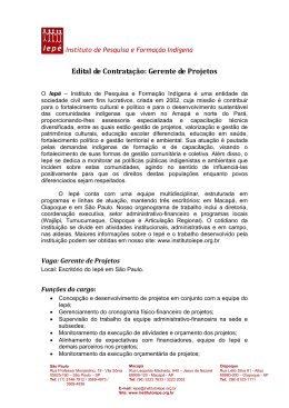 Edital de Contrata&ccedil;&atilde;o: Gerente de Projetos