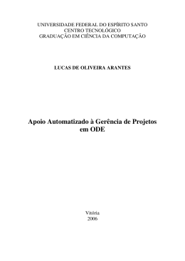Apoio Automatizado &agrave; Ger&ecirc;ncia de Projetos em ODE