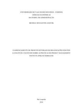 1&ordm; Lugar | O GERENCIAMENTO DE PROJETOS SETORIAIS EM