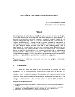 Intelig&ecirc;ncia Emocional na Gest&atilde;o de Projetos.