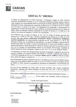 Edital 100/2014 - C&acirc;mara Municipal de Cascais