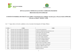 Homologa&ccedil;&atilde;o - IFPR 2015