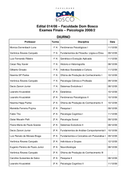 Edital 014/08 &ndash; Faculdade Dom Bosco Exames Finais