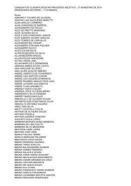 2&ordm; SEMESTRE DE 2014 ENGENHARIA NOTURNO &ndash; 1&ordf; CHAMADA