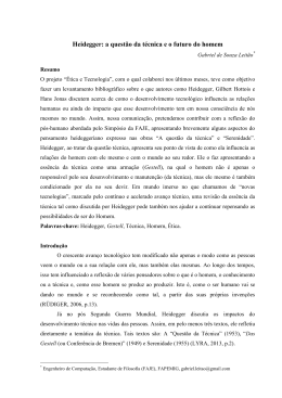 Heidegger: a quest&atilde;o da t&eacute;cnica e o futuro do homem