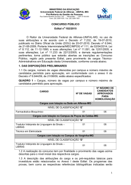 Edital n&ordm; 102/2015 - Unifal-MG