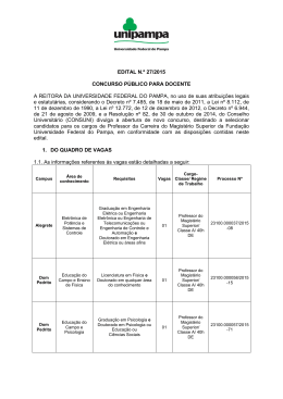 EDITAL N.&ordm; 27/2015 CONCURSO P&Uacute;BLICO PARA
