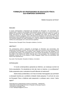 Formacao de professores de educa&ccedil;&atilde;o fisica EAD rompendo barreiras