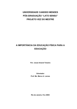 projeto vez do mestre a import&acirc;ncia da educa&ccedil;&atilde;o f&iacute;sica para a