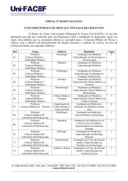 EDITAL N&ordm; 06/2015 Uni-FACEF CONCURSO P&Uacute;BLICO DE