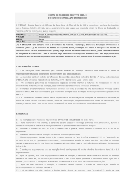 EDITAL DO PROCESSO SELETIVO 2015/2 DO CURSO DE