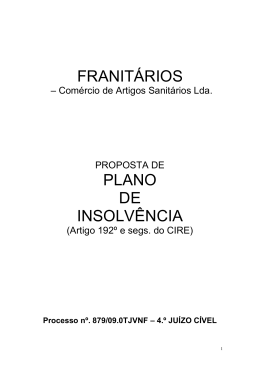 FRANIT&Aacute;RIOS PLANO DE INSOLV&Ecirc;NCIA