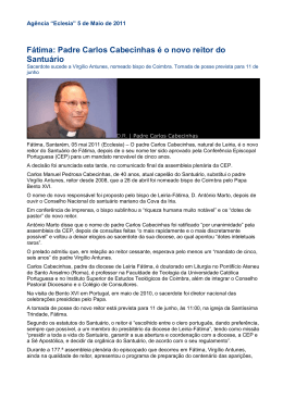 F&aacute;tima: Padre Carlos Cabecinhas &eacute; o novo reitor do Santu&aacute;rio