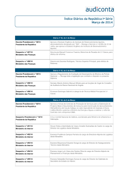 &Iacute;ndice dos Di&aacute;rios da Rep&uacute;blica 1&ordf; S&eacute;rie &ndash; Mar&ccedil;o 2014