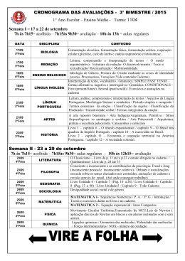 3&deg; BIMESTRE / 2015 1&deg; Ano Escolar &ndash; Ensino M&eacute;dio