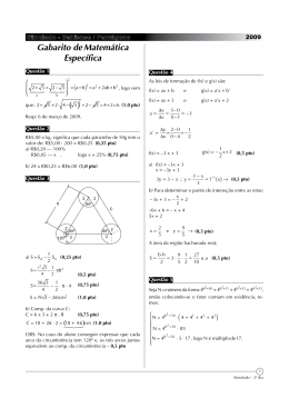 Gabarito deMatem&aacute;tica Espec&iacute;fica