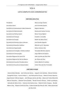 VEJA A LISTA COMPLETA DOS CONGRESSISTAS