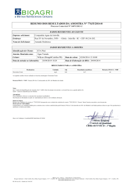 resumo dos resultados da amostra n&deg; 77635/2014-0