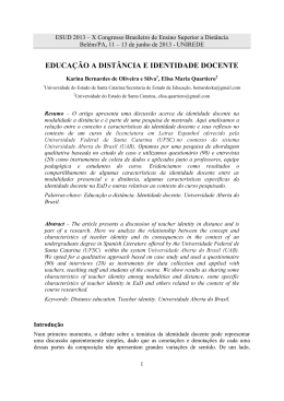 EDUCA&Ccedil;&Atilde;O A DIST&Acirc;NCIA E IDENTIDADE DOCENTE