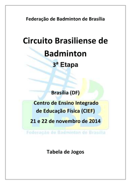 Tabela da 3ª Etapa do Circuito Brasiliense de Badminton e