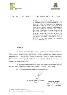 PORTARIA N° 1610 DE 26 DE NOVEMBRO DE 2014