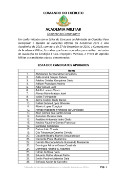 lista dos candidatos apurados - Academia Militar do Exército