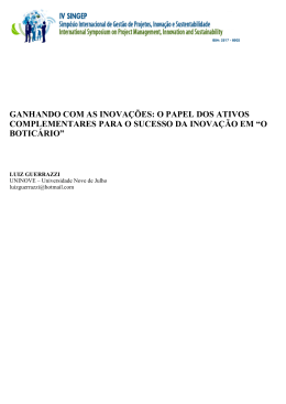 GANHANDO COM AS INOVA&Ccedil;&Otilde;ES: O PAPEL DOS ATIVOS
