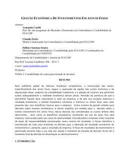 gest&atilde;o econ&ocirc;mica de investimentos em ativos fixos