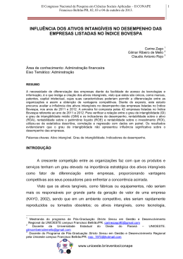 influ&ecirc;ncia dos ativos intang&iacute;veis no desempenho das